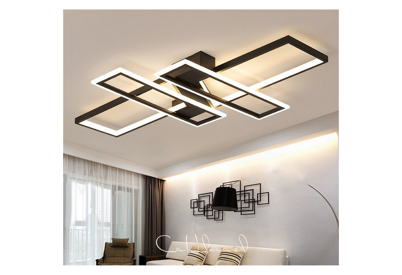 Fyrove Deckenleuchten LED Deckenlampe 94W Dimmbar mit Fernbedienung 3000-6500k, Dimmbar Hängeleuchte Aluminium, LED fest integriert Hängeleuchte Wohnzimmer Schlafzimmer Arbeitszimmer, LED fest integriert, Neutralweiß, Kaltweiß, Warmweiß, Mit Fernbedienung Esszimmer Dekoration Lampen Bild 4