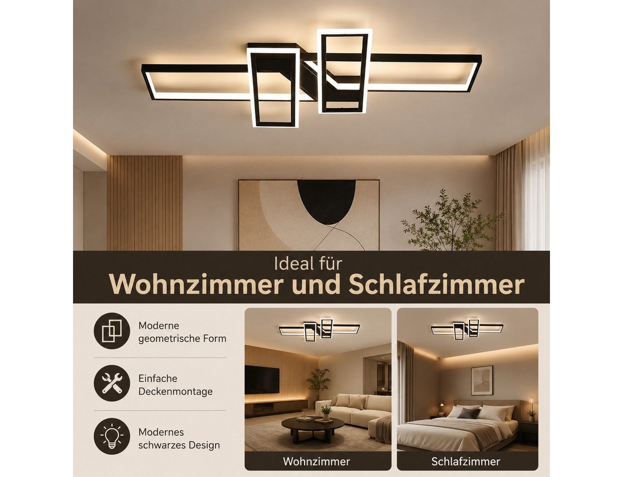 Fyrove Deckenleuchten LED Deckenlampe 94W Dimmbar mit Fernbedienung 3000-6500k, Dimmbar Hängeleuchte Aluminium, LED fest integriert Hängeleuchte Wohnzimmer Schlafzimmer Arbeitszimmer, LED fest integriert, Neutralweiß, Kaltweiß, Warmweiß, Mit Fernbedienung Esszimmer Dekoration Lampen Bild 5