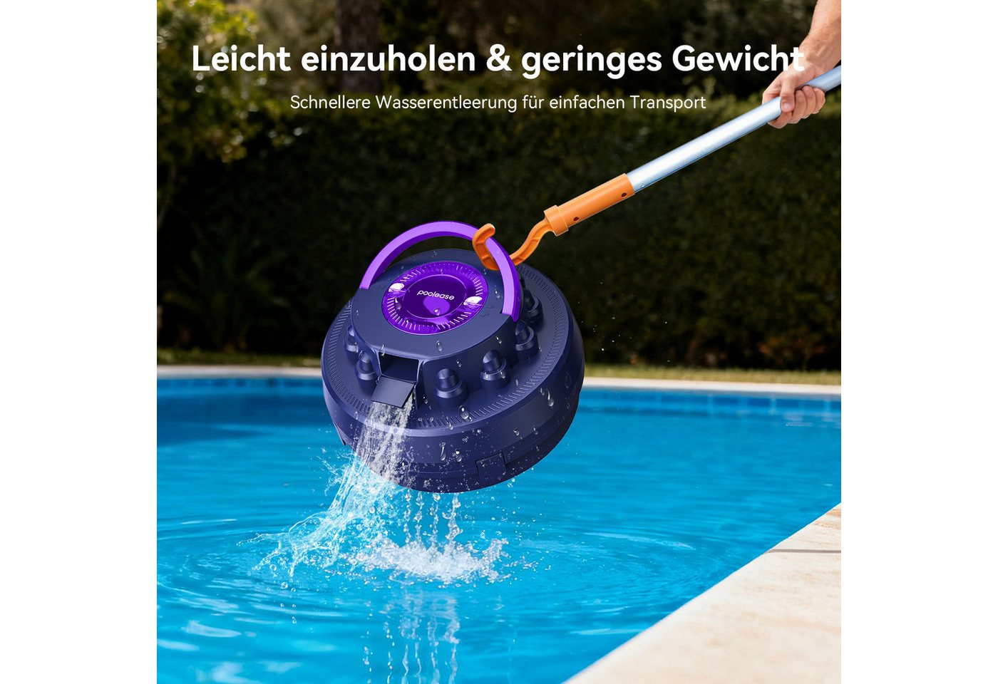 Vankel Poolroboter Poolease Kabelloser zwei Motoren 100 Min 90 m² 6000 GPH wasserdicht, Automatisches Andocken bei Stromausfall, Schnellladefunktion Bild 2