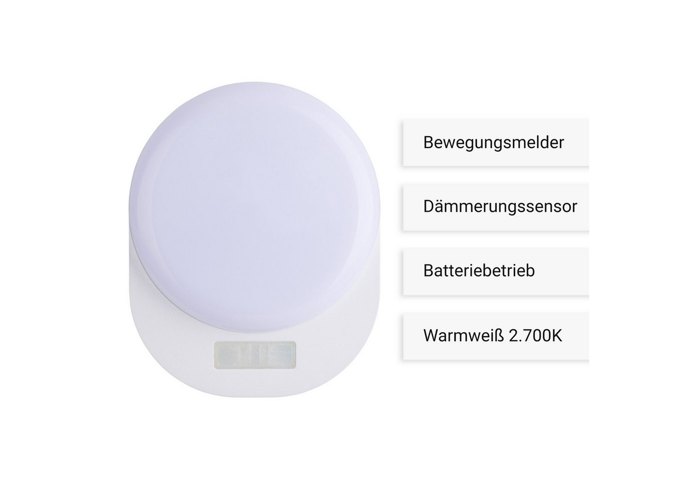 SEBSON LED Nachtlicht Orientierungslicht mit Bewegungsmelder Lichtsensor - Batteriebetrieb, LED integriert, warmweiß, Dämmerungssensor, Magnetpad (ohne Bohren), Ein- Ausschalter Bild 2
