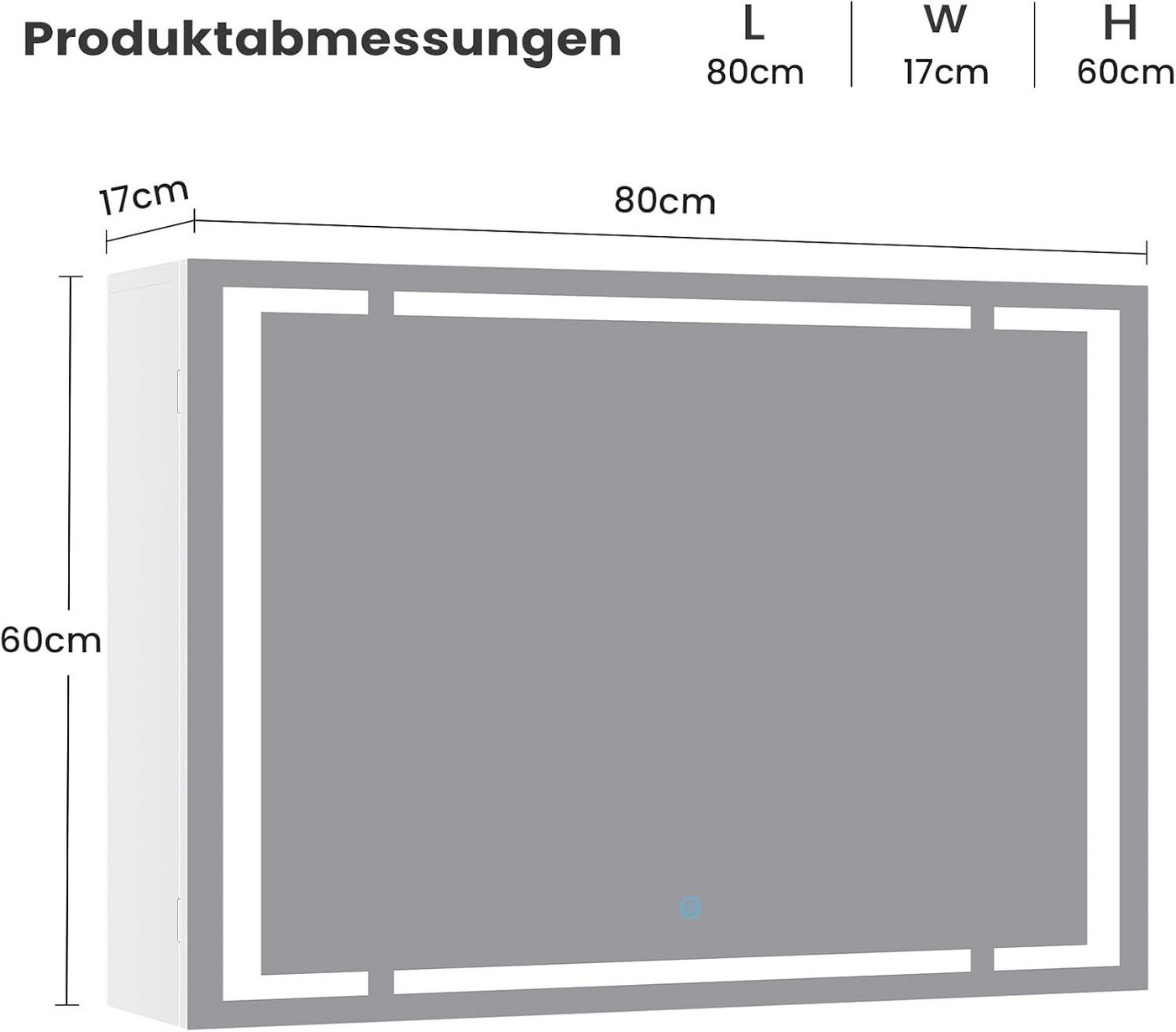 MSMASK Badezimmerspiegelschrank mit LED Beleuchtung & Steckdose, 3 Farben Dimmbar & HD Spiegel, Weiß (1-St) Verstellbare Regale Bild 5