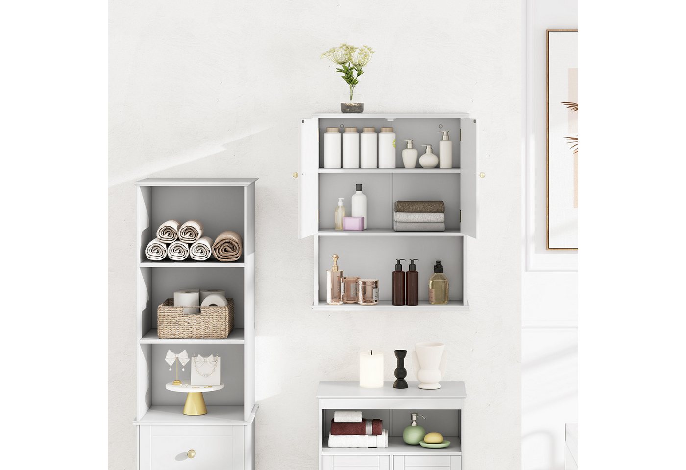 KOMFOTTEU Hängeschrank Medizinschrank Wandschrank mit 2 Türen & Verstellbarer Ablage Bild 2