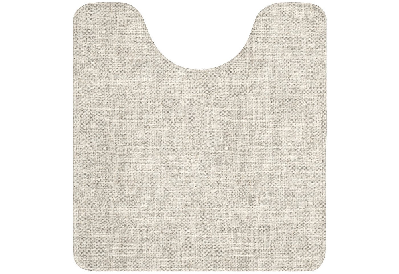 OnlyWow WC-Vorleger Leinen - Textur - Beige, Höhe 10 mm, Polyester, U-Form, Vorleger mit Ausschnitt, Toilettenvorleger, Toilettenteppich