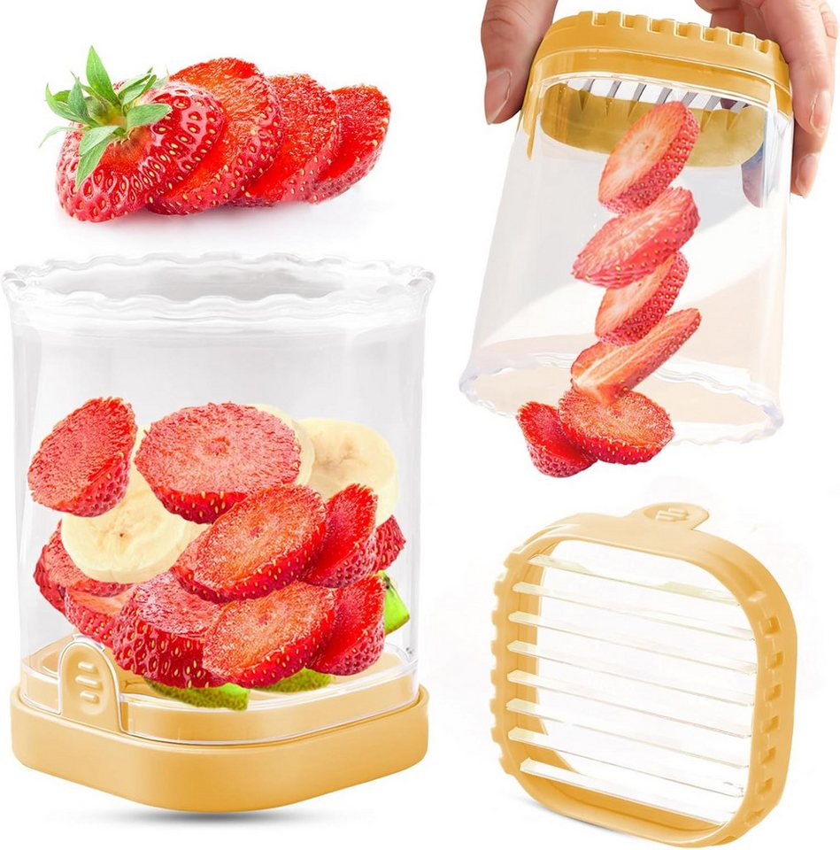 FOUORTUNATE-BEE Obstschneider Fruchtschneider mit abnehmbaren Klingen & Druckplatte, Kreativer Küchenhelfer zum einfachen Schneiden von Obst Bild 3