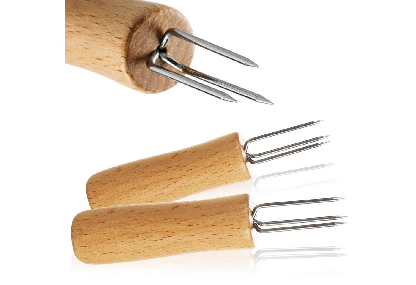com-four Maiskolbenhalter Pellkartoffel-Gabel mit 3 Edelstahl-Zinken (16-St), rostfrei, wiederverwendbar als Maisspieß Bild 3