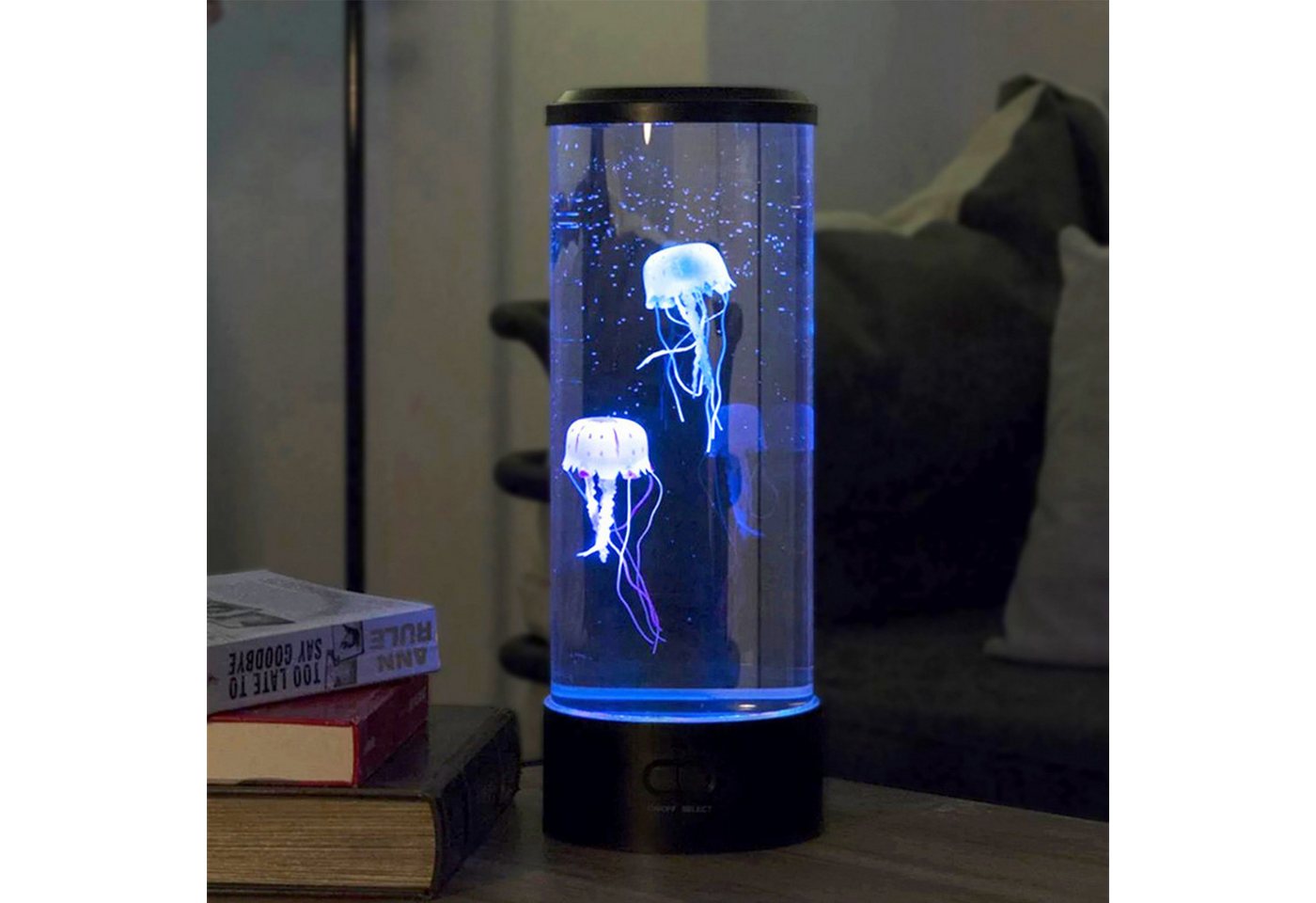 MOPUEA LED Nachtlicht Quallenlampe LED Nachtlicht mit 7 Farbwechsel & Fernbedienung, RGB Licht, beruhigend, leise, dekorativ, entspannend