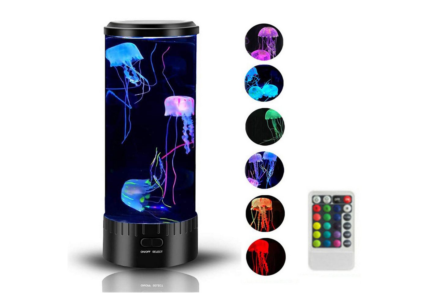 MOPUEA LED Nachtlicht Quallenlampe LED Nachtlicht mit 7 Farbwechsel & Fernbedienung, RGB Licht, beruhigend, leise, dekorativ, entspannend Bild 4