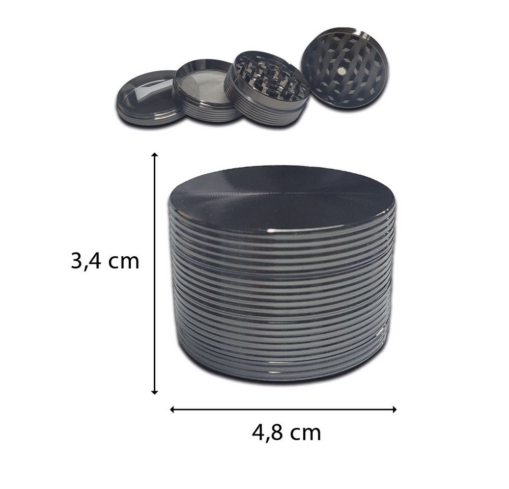 Coumo Grinder Grinder Crusher, Alu Anthrazit, Rillen Design, ⌀ 4,8 cm