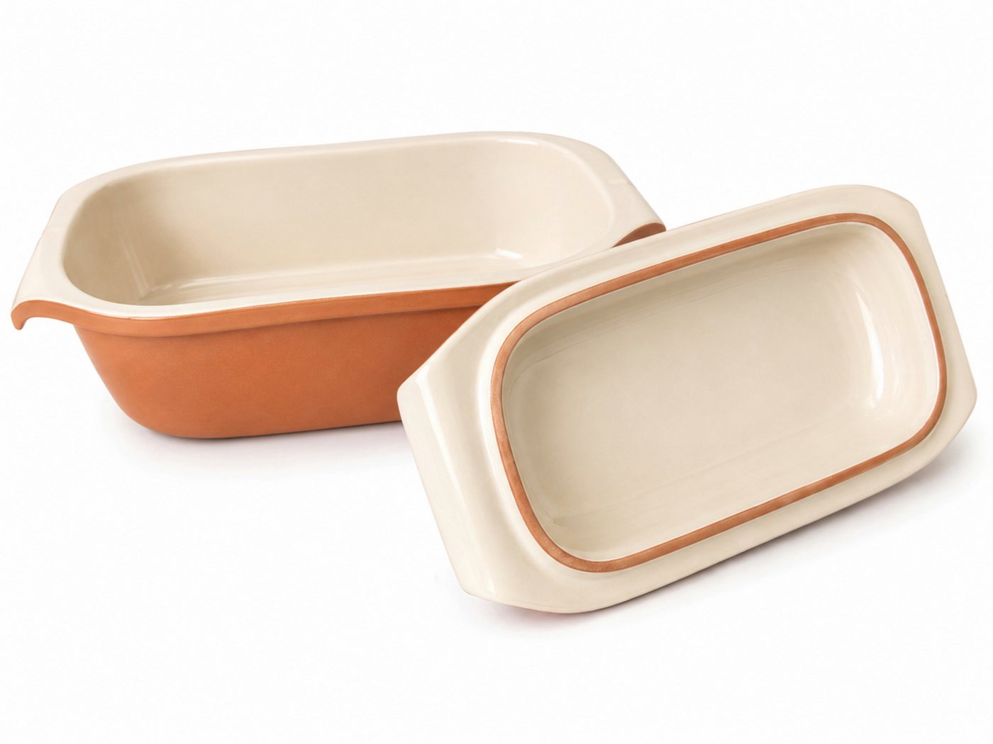 KERAZO Brotbackform 3,5L Bräter mit Deckel Brottopf Auflaufform 33x16x14 cm, natur/creme, Teilweise Ohne Glasur, Für knuspriges Brot und saftige Ofengerichte