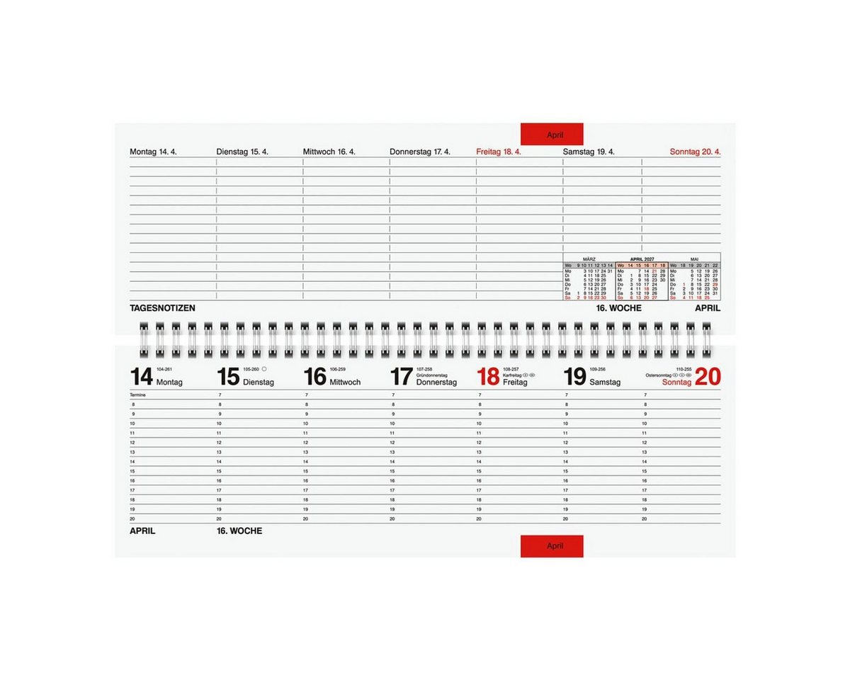 GLOCKEN Tischkalender septant 2027, 2 Seiten = 1 Woche Bild 3