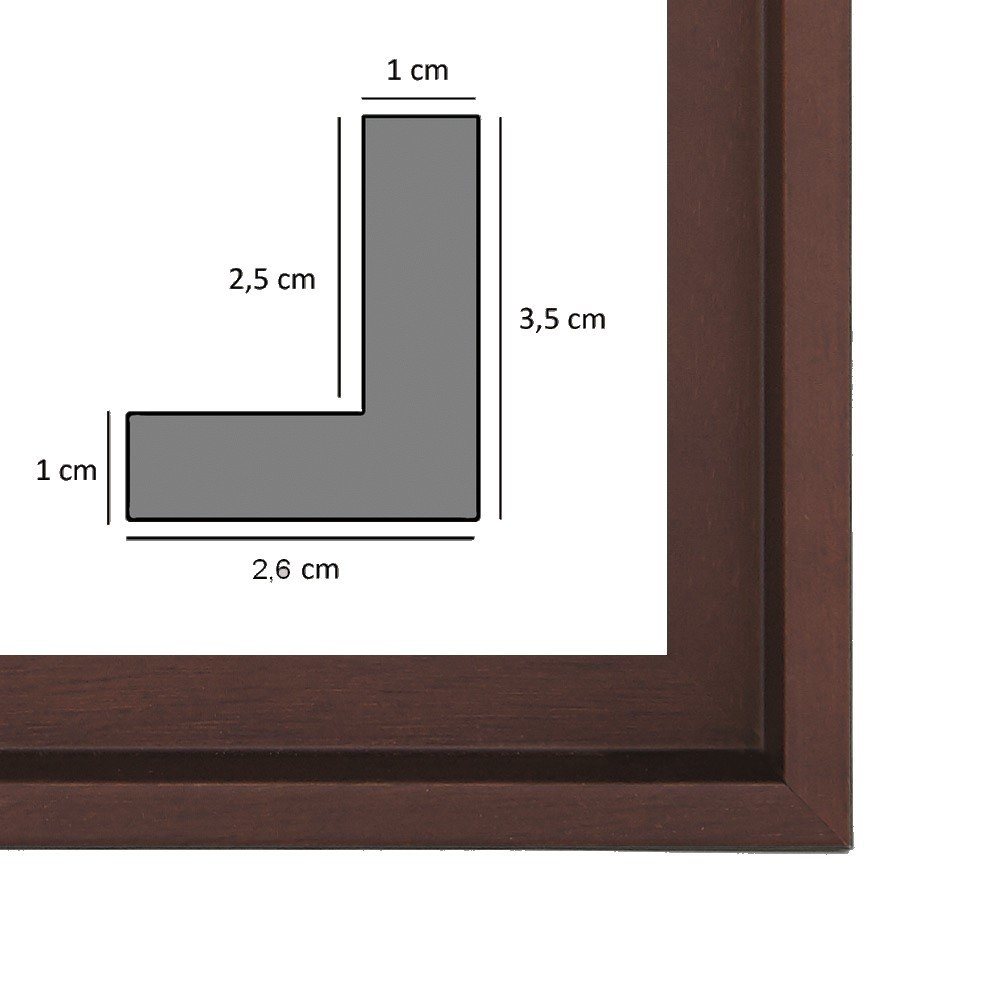 myposterframe Einzelrahmen Mira Schattenfugen Rahmen Leerrahmen für Leinwand, (1 Stück), 51x71 cm, Dunkelbraun, Echtholz