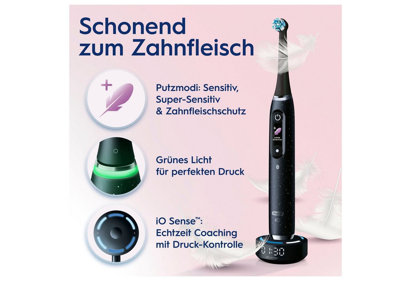 Oral-B Elektrische Zahnbürste iO 10, Aufsteckbürsten: 5 St., Magnet-Technologie, iOsense, 7 Putzmodi, Farbdisplay & Lade-Reiseetui Bild 4