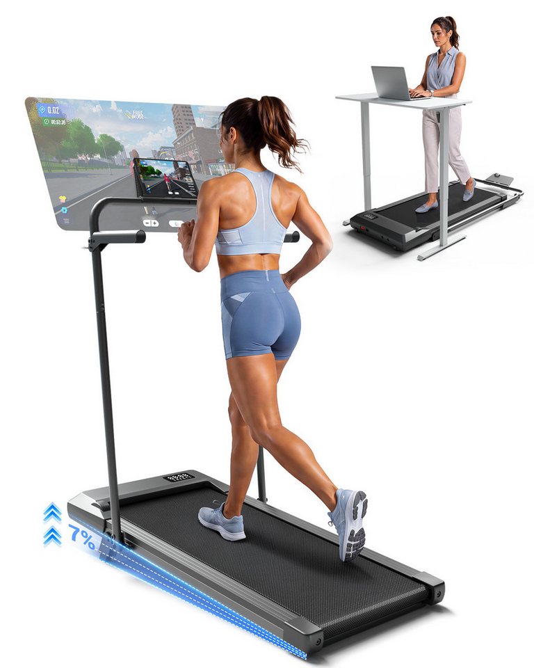 SUPERUN Laufband Walking Pad mit Steigung 7% Kleines Leise mit App (1-tlg), 2,5-HP-Motor, leistungsstark und leise (45 dB) Bild 5