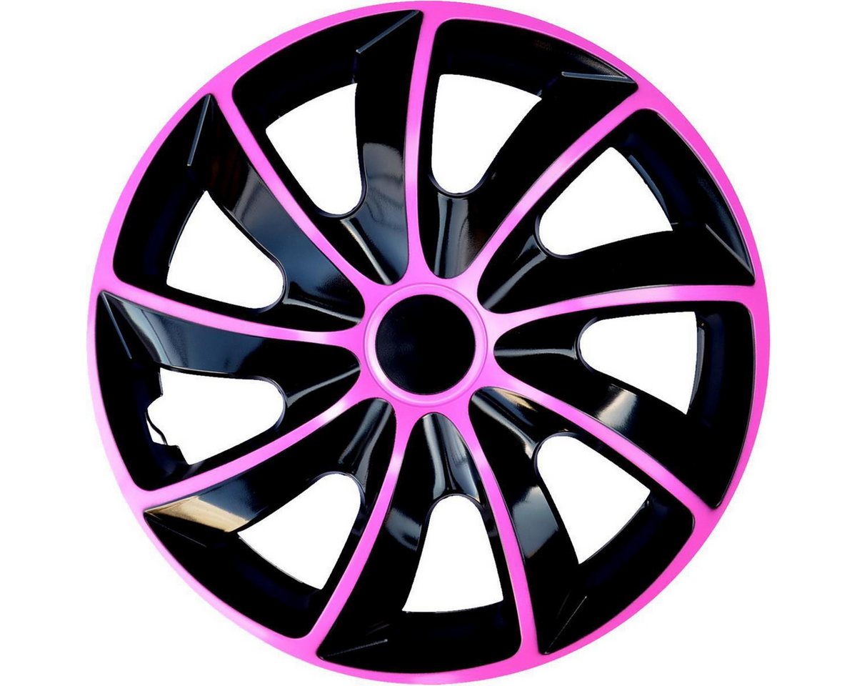 NRM Radkappe QUAD 14 Zoll in Pink/Schwarz, 14 in Zoll, (4-St) Radzierblenden für Stahlfelgen Zweifarbige Radkappen Satz 4er Set 14