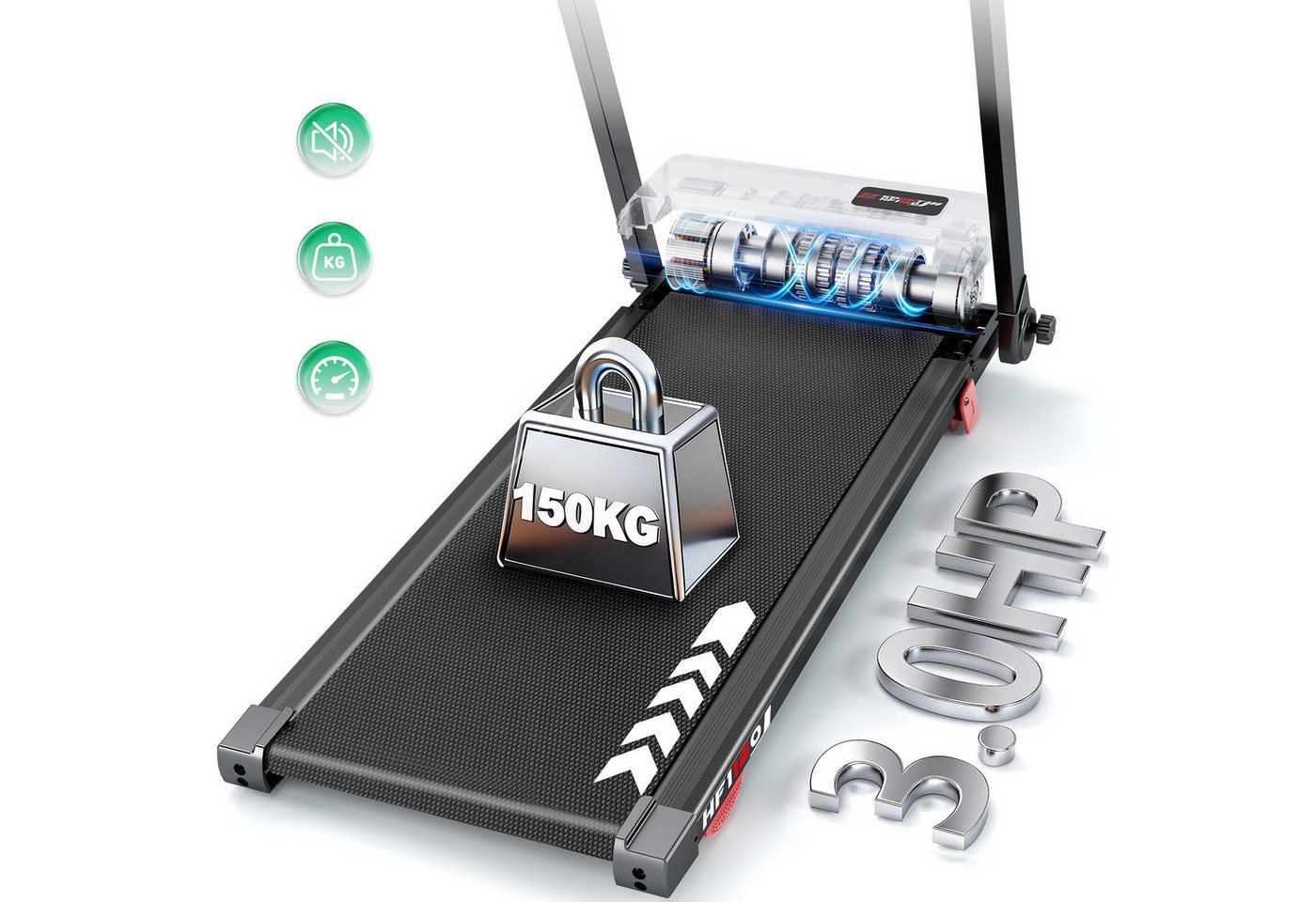 YEE RUN Laufband für Zuhause, 4 in 1 Treadmill klappbar, 6% Steigung, 3HP, 1-14 km/h Bild 5