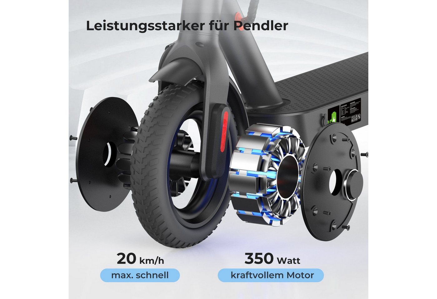 iscooter E-Scooter 8,5 Zoll E-Scooter mit Straßenzulassung ABE, Doppelfederung, 350,00 W, 20,00 km/h, 30 KM Reichweite, klappbar, Duales Bremssystem, Belastung bis 120kg Bild 2