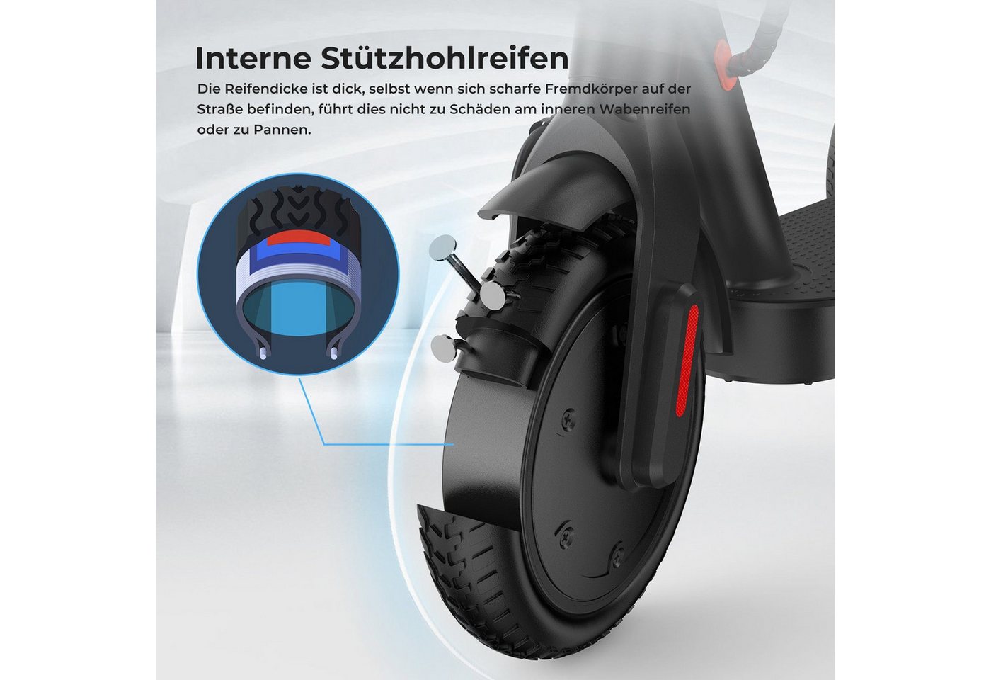 iscooter E-Scooter 8,5 Zoll E-Scooter mit Straßenzulassung ABE, Doppelfederung, 350,00 W, 20,00 km/h, 30 KM Reichweite, klappbar, Duales Bremssystem, Belastung bis 120kg Bild 3