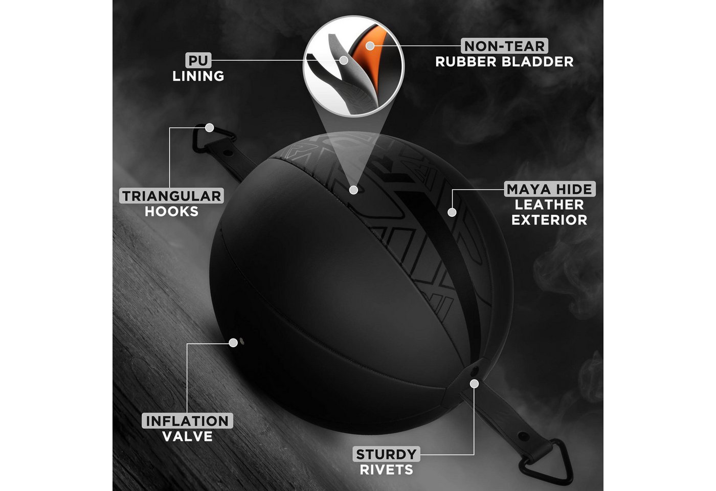 RDX Sports Punchingball RDX Doppelendball 70CM Boxreflexball aus Maya-Leder Bild 5
