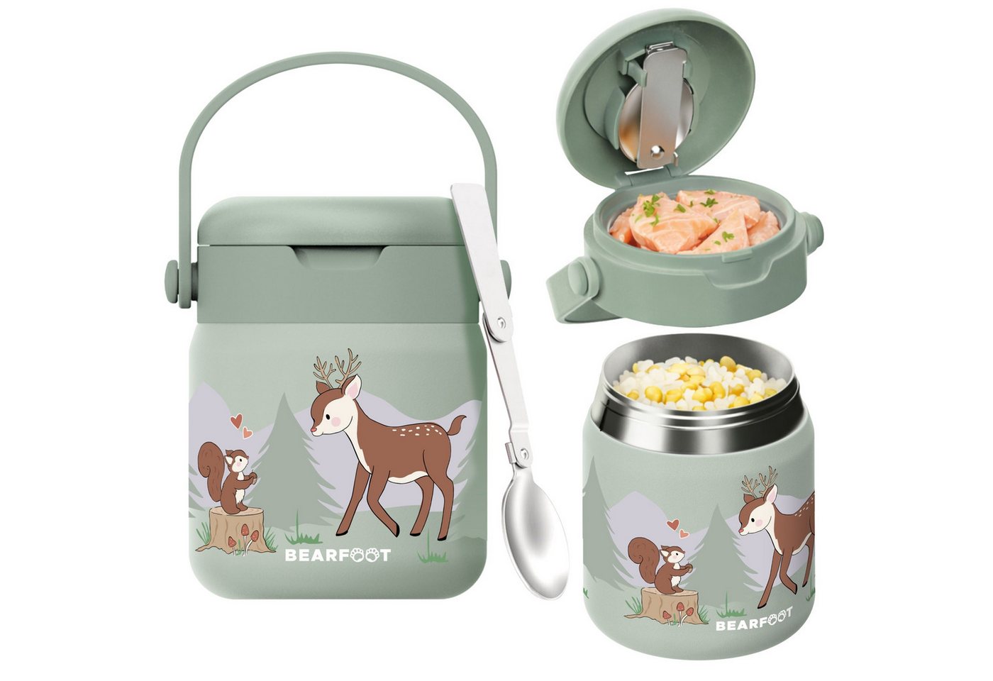 BEARFOOT Trinkflasche Thermobehälter Kinder Edelstahl - Reh Sabei, Thermobehälter, auslaufsicher, Edelstahl, Food jar, BPA-frei