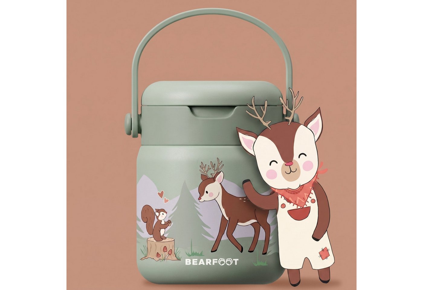 BEARFOOT Trinkflasche Thermobehälter Kinder Edelstahl - Reh Sabei, Thermobehälter, auslaufsicher, Edelstahl, Food jar, BPA-frei Bild 5