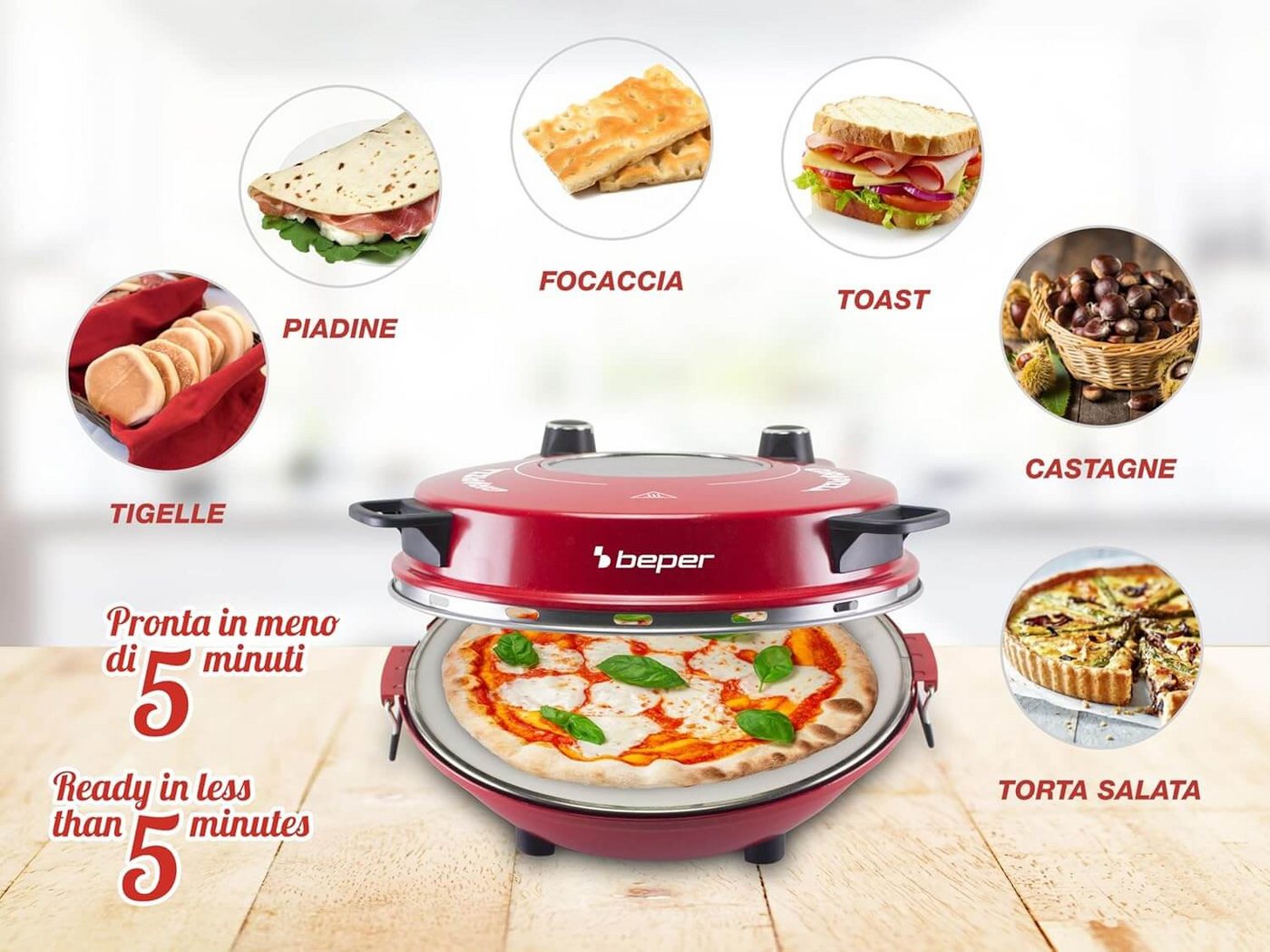 Beper Pizzaofen Beper P101CUD301 Pizzaofen mit Bullauge Bild 3