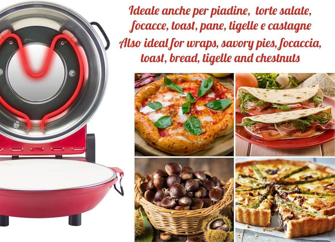 Beper Pizzaofen Beper P101CUD301 Pizzaofen mit Bullauge Bild 4