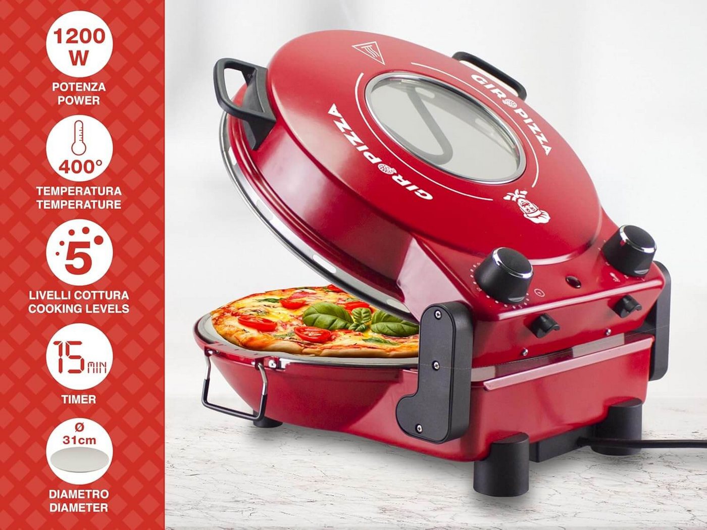 Beper Pizzaofen Beper P101CUD301 Pizzaofen mit Bullauge Bild 5
