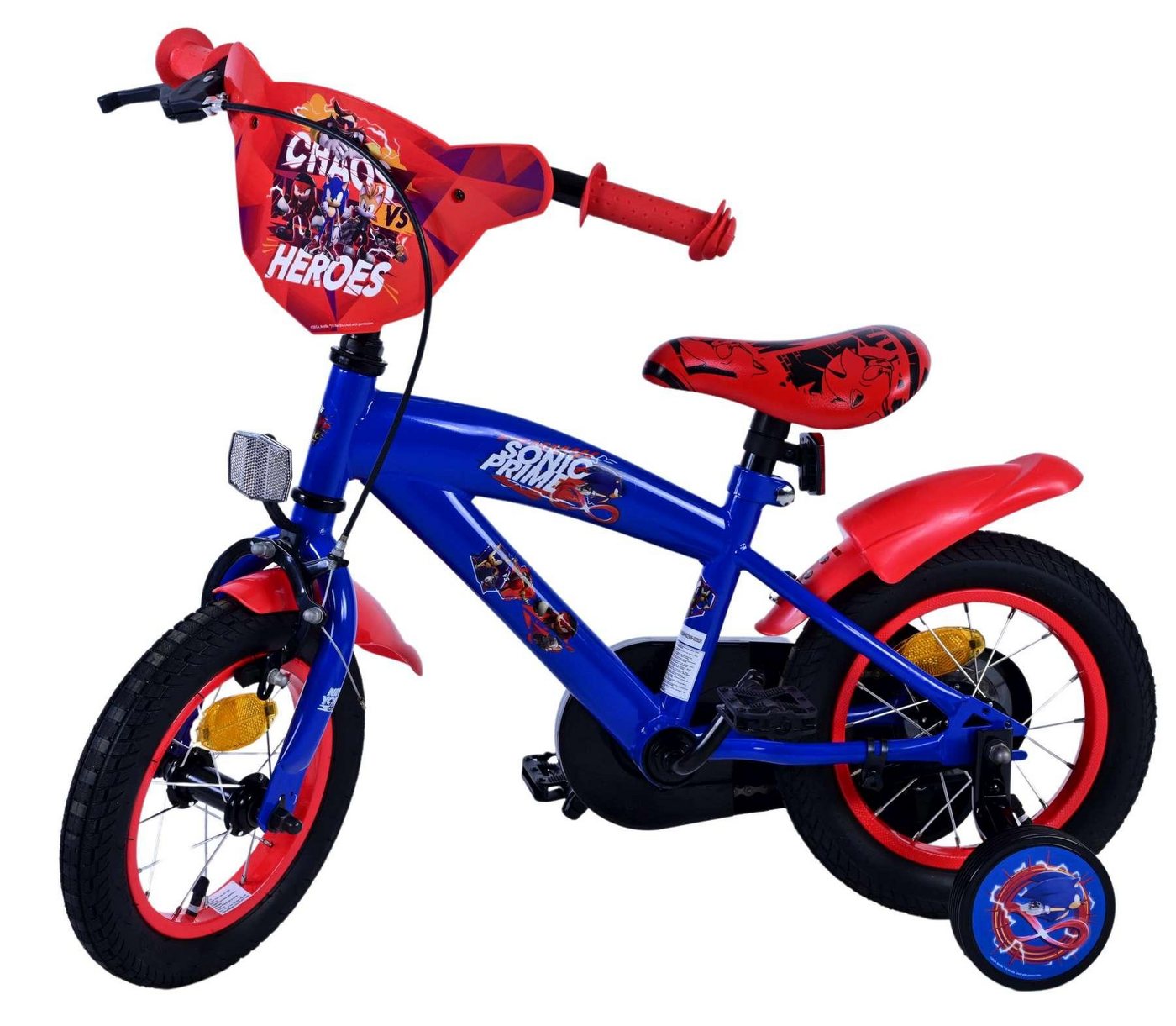 Volare Kinderfahrrad Turbo Crew Jungen 12 Zoll Blau Rot mit Stützrädern, Handbremse, Rücktrittbremse, geschlossener Kettenschutz Bild 2