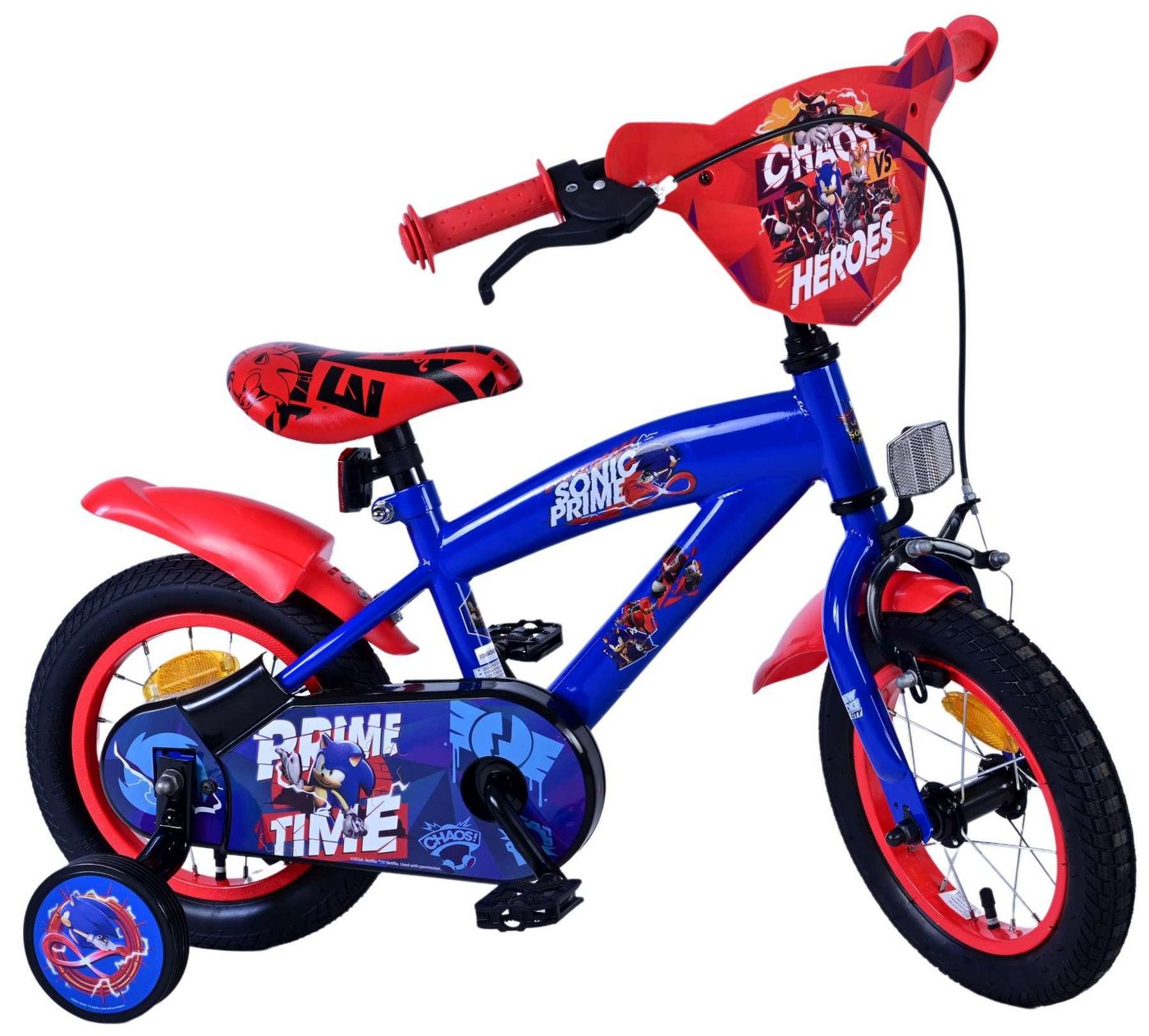 Volare Kinderfahrrad Turbo Crew Jungen 12 Zoll Blau Rot mit Stützrädern, Handbremse, Rücktrittbremse, geschlossener Kettenschutz Bild 4