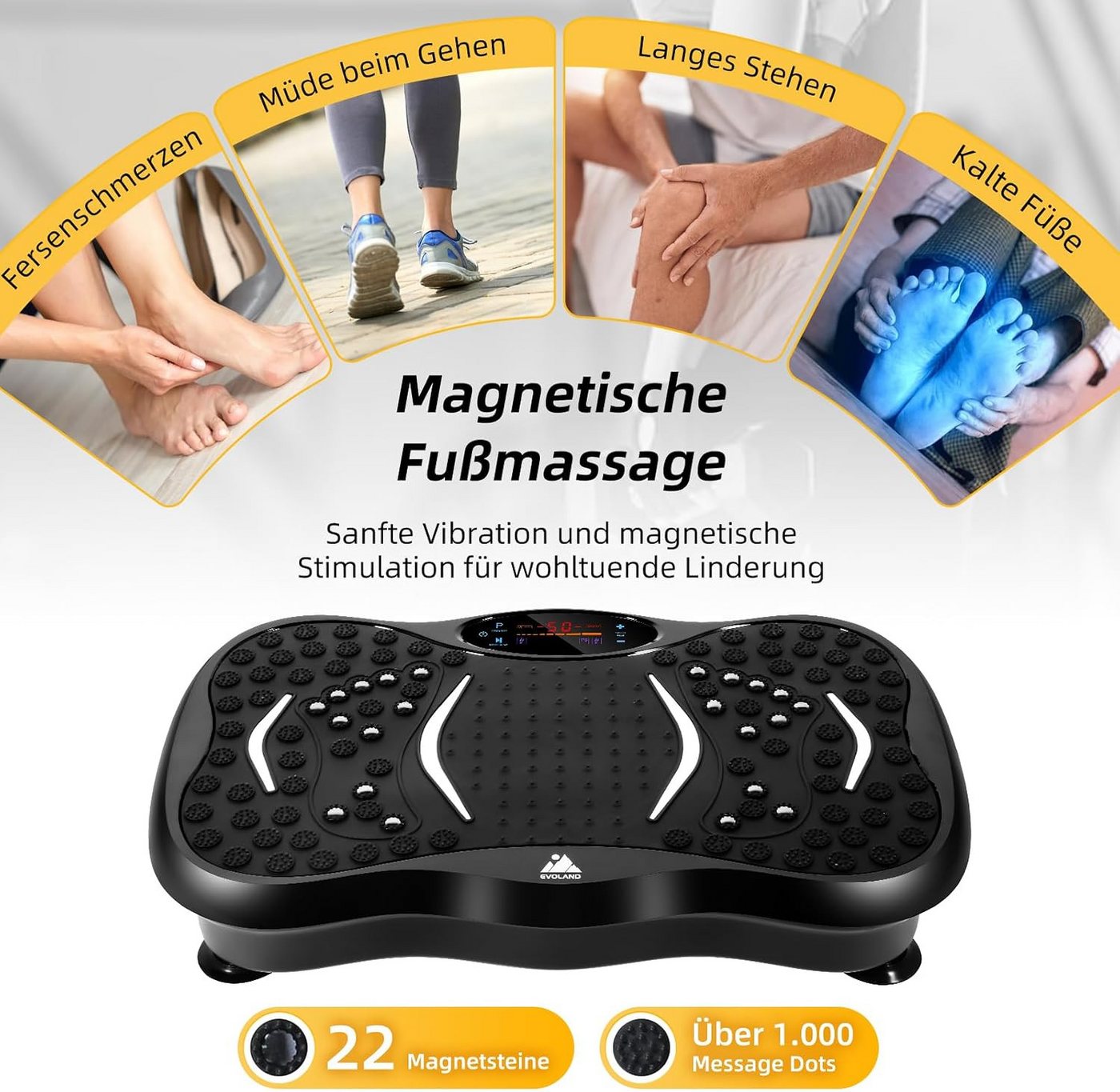 pedete Vibrationsplatte mit 5 Trainingsprogramme Widerstandsbänder mit Griff LED-Display, 99 Intensitätsstufen, Bluetooth für Ganzkörpertraining, Abnehmen, Fettverbrennung Bild 4