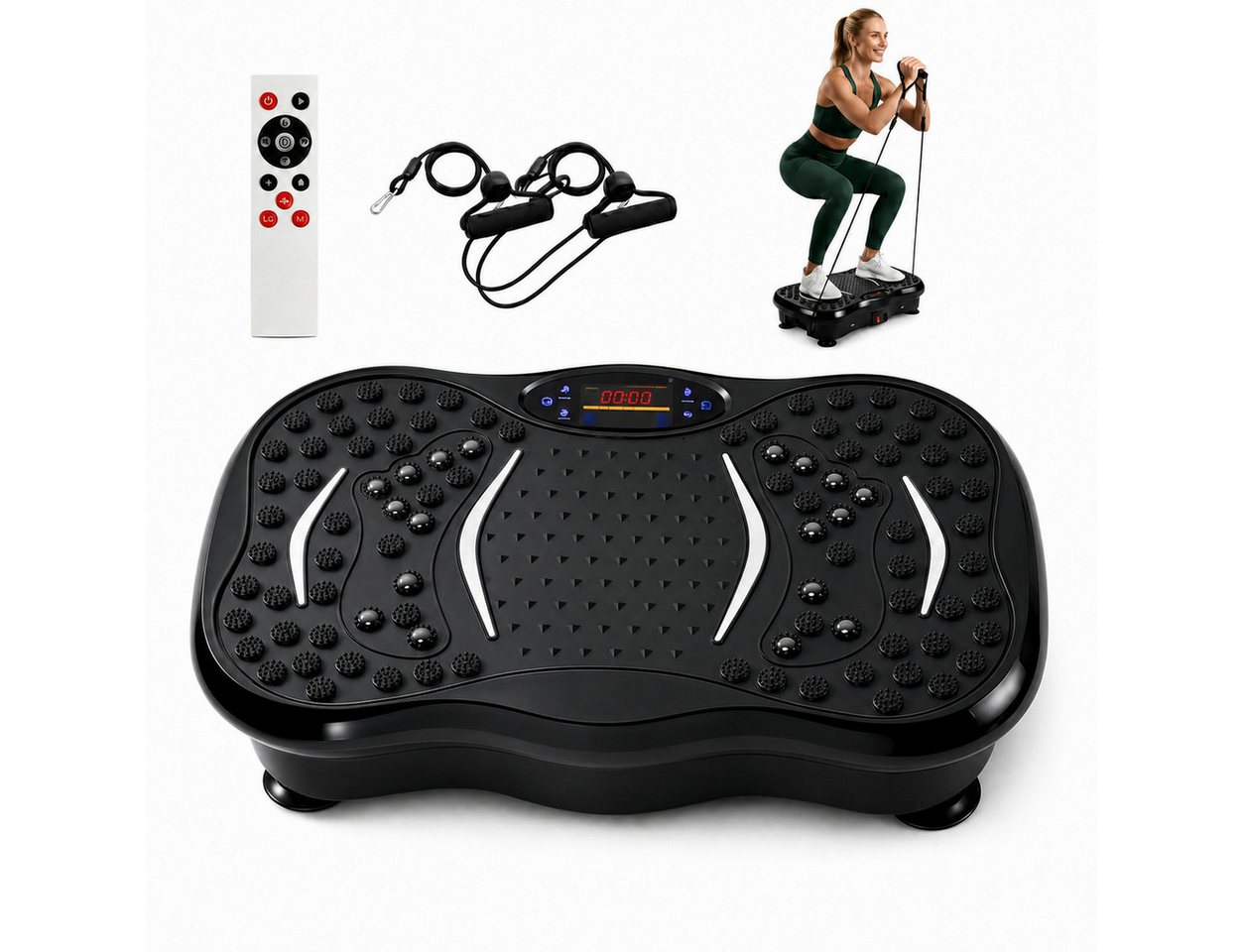 pedete Vibrationsplatte mit 5 Trainingsprogramme Widerstandsbänder mit Griff LED-Display, 99 Intensitätsstufen, Bluetooth für Ganzkörpertraining, Abnehmen, Fettverbrennung Bild 5