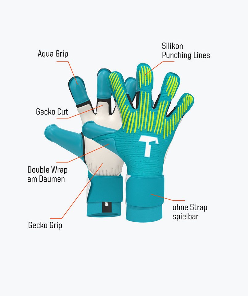 T1TAN Torwarthandschuhe Rebel 2.0 Sky Blue, Größen 6-11