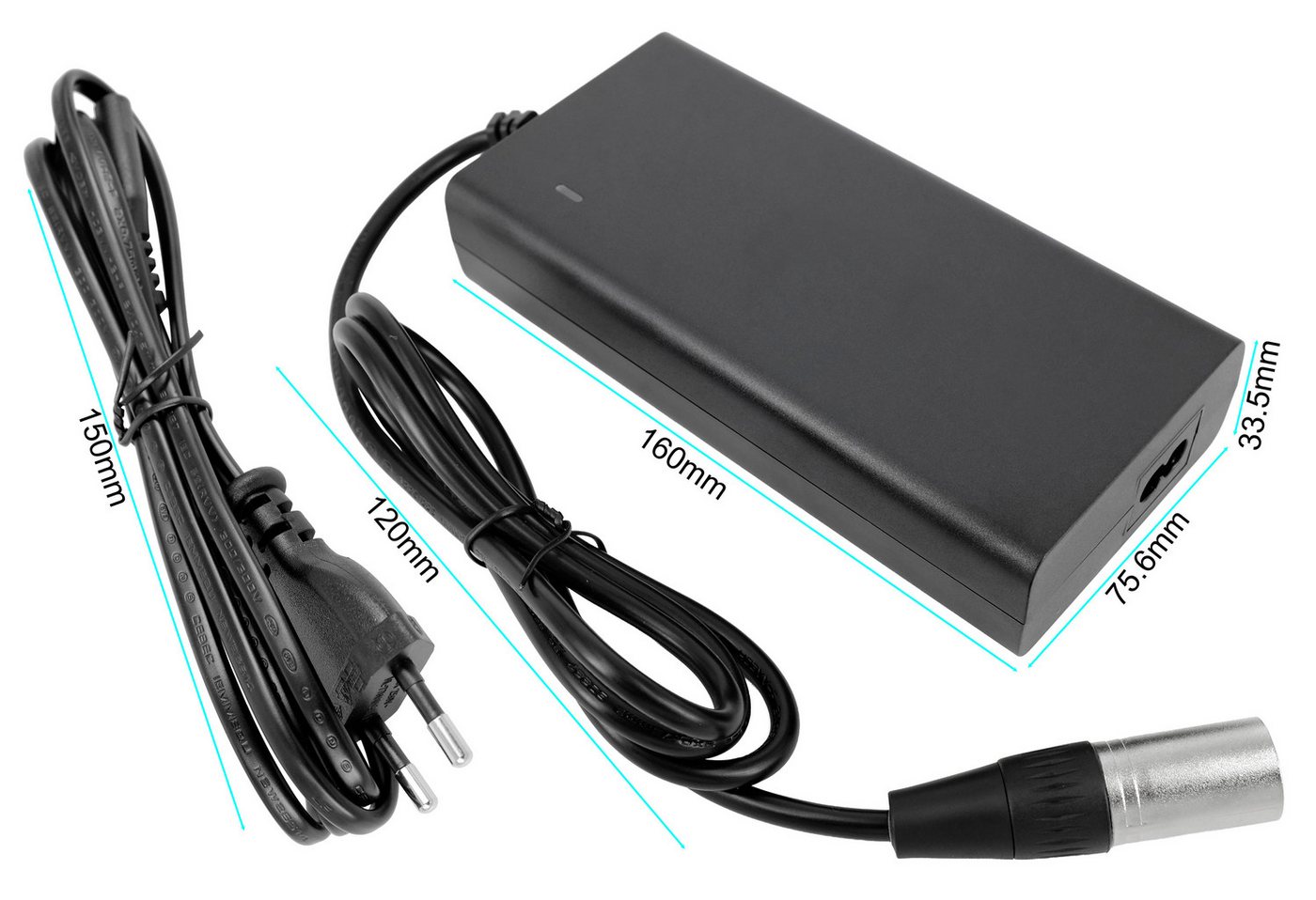 PowerSmart Batterie-Ladegerät (42V 3A für 36V Li-Ionen E-Bike Akkus, XLR-4-Pin-Anschluss) Bild 2