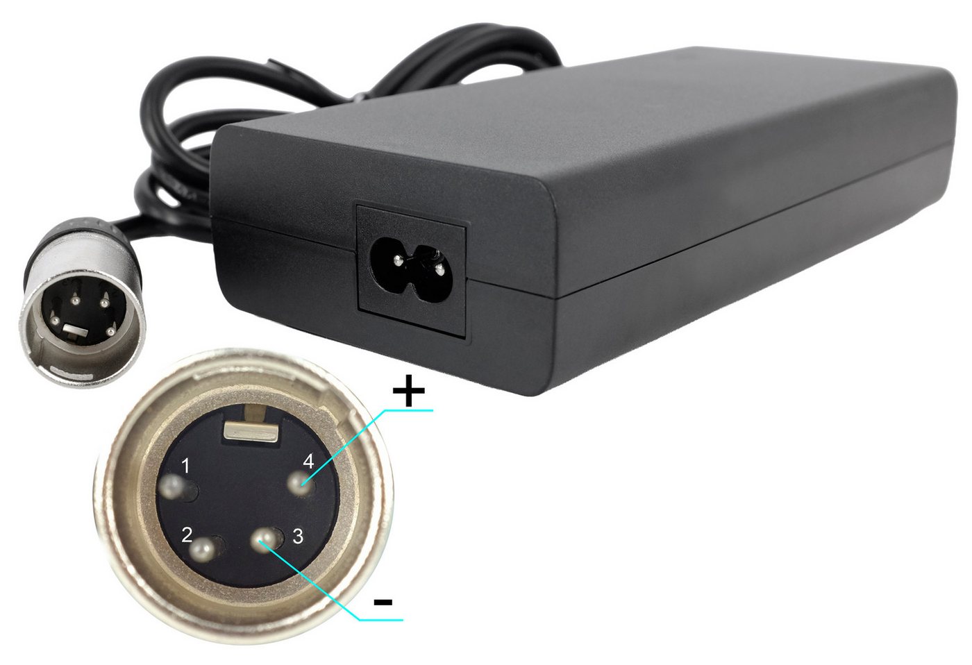 PowerSmart Batterie-Ladegerät (42V 3A für 36V Li-Ionen E-Bike Akkus, XLR-4-Pin-Anschluss) Bild 4