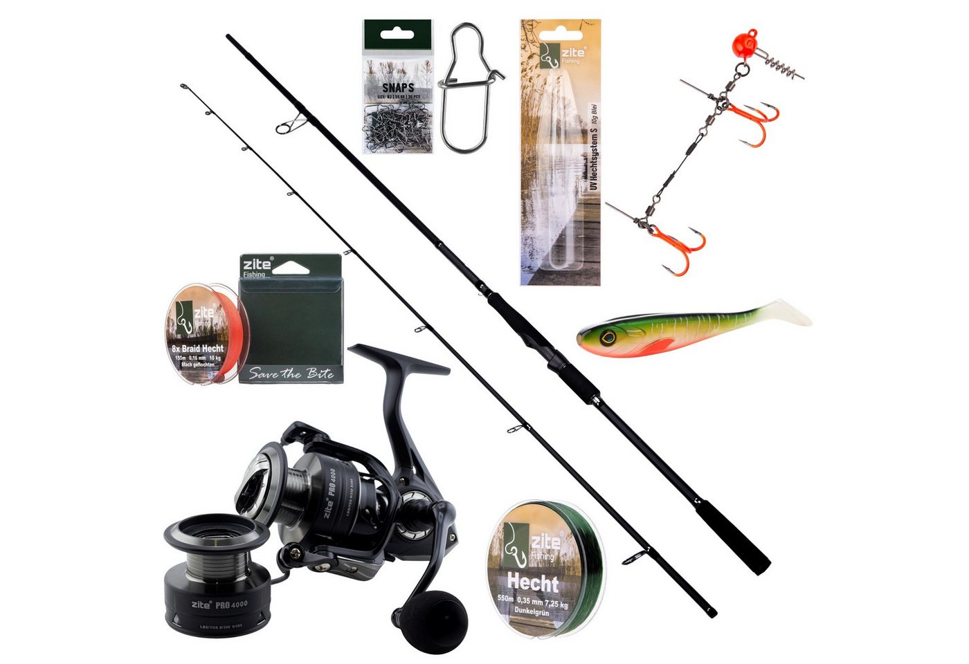 Zite Spinnrute Inzite Pro Stick Hecht-Set - Angelrute + Angelrolle mit Zubehör Bild 3