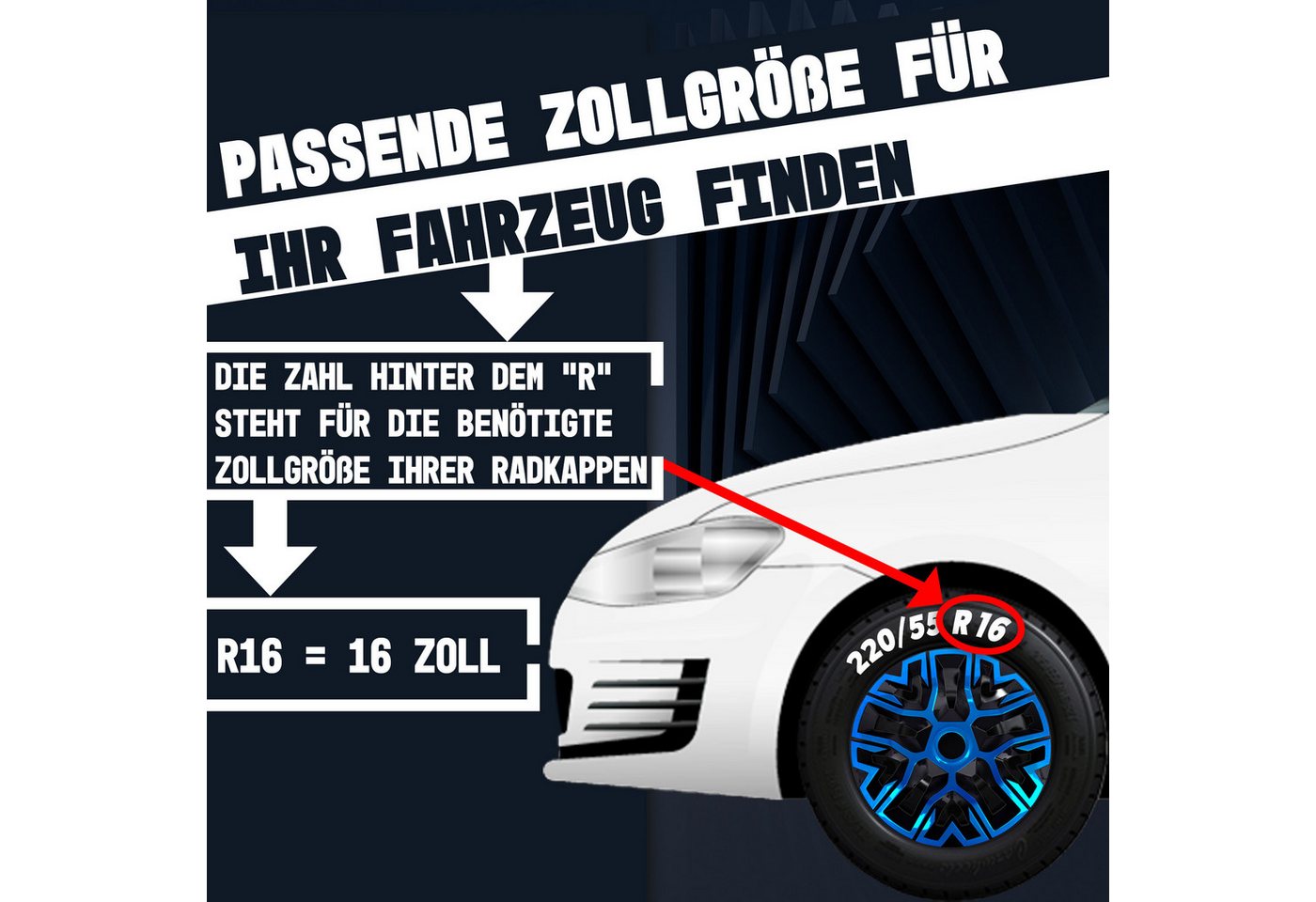 NRM Radkappe Radzierblende NRM THE BEST 16 Zoll BICOLOR blau/schwarz, 16 in Zoll, (4-St) Bild 4