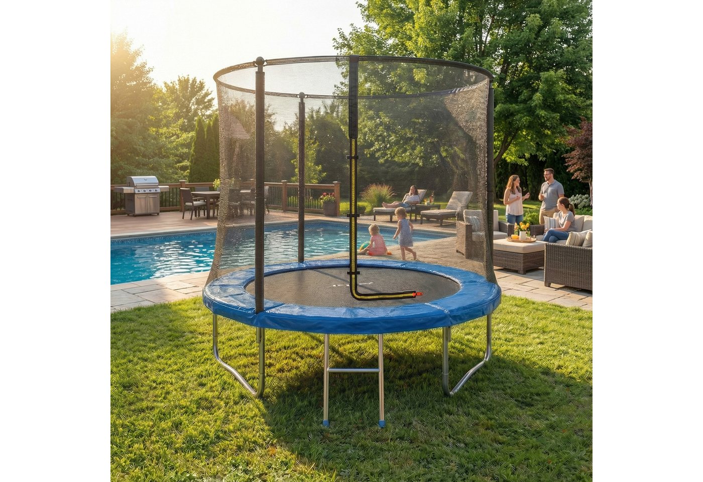 GUNJI Gartentrampolin 183/222/290/360 cm Kindertrampolin für den Garten, Ø 222 cm, (Ausgestattet mit Sicherheitsnetz, Trampolin und Leiter, Tragkraft 150 kg) Bild 4