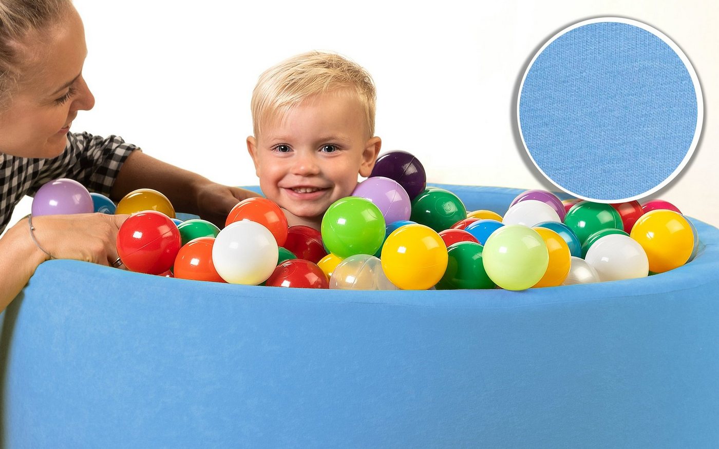 sunnypillow Bällebad-Bälle für Baby Kinder mit bunten Bällen (200-St), Blau - mit 200 Bällen Bild 5