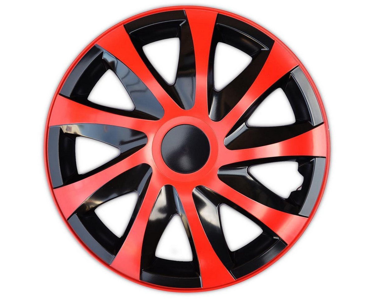 NRM Radkappe DRACO 14 Zoll in Rot/Schwarz, 14 in Zoll, (4-St) Radzierblenden für Stahlfelgen Zweifarbige Radkappen Satz 4er Set 14