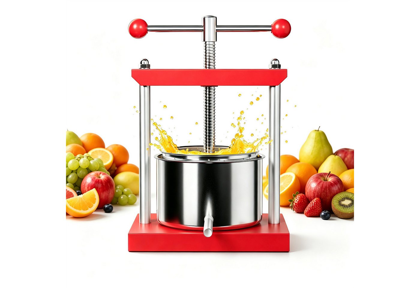 FIVMEN Entsafter Obstpresse Manuell Saftpresse Edelstahl, Fruchtpresse Weinpresse