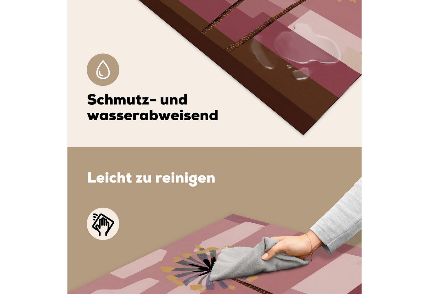 MuchoWow Herd-Abdeckplatte Illustration - Blumen - Flachland - Abstrakt, Vinyl, (1 tlg), Küche Herdabdeckung Ceranfeld Induktionsfeld Vinyl, 60x60 cm Bild 5