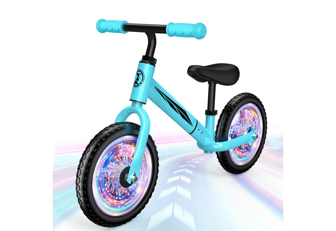Wootoy Laufrad Kinderlaufrad Balance Bike Lauffahrrad mit LED-Leuchträdern, Verstellbarer Sitz rutschhemmende Griffe und geräuscharme Räder Bild 4