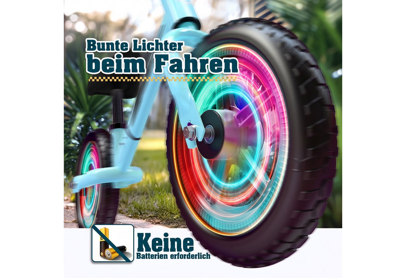Wootoy Laufrad Kinderlaufrad Balance Bike Lauffahrrad mit LED-Leuchträdern, Verstellbarer Sitz rutschhemmende Griffe und geräuscharme Räder Bild 5