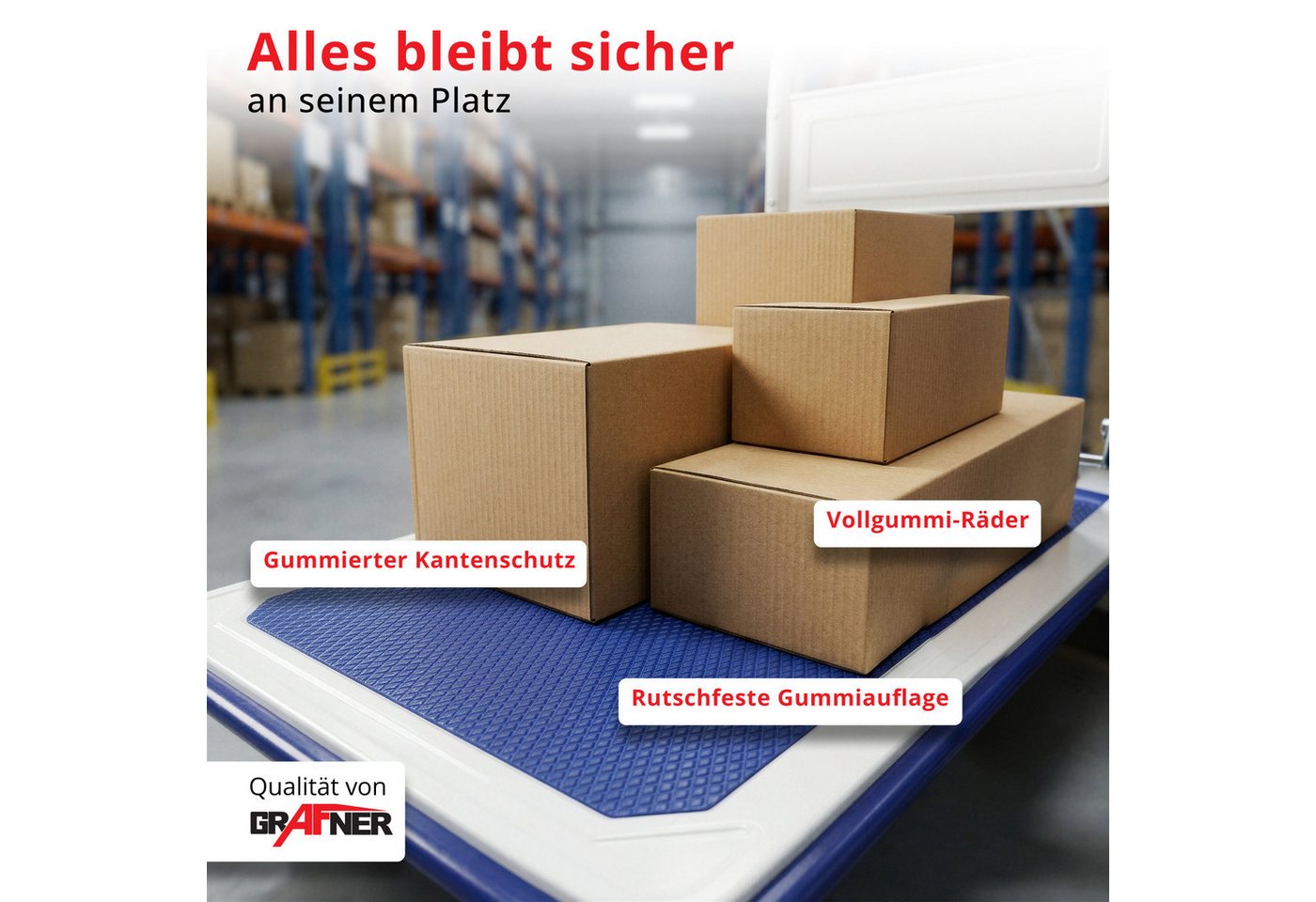 Grafner Transportwagen Grafner® Plattformwagen klappbar Tragkraft 150kg Transportkarre, klappbarer Handgriff, je 2 Block- und Drehrollen Bild 5