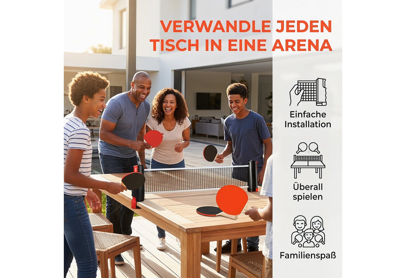 AKKEE Tischtennisschläger Set für 2 Spieler 10 Stück mit ausziehbarem mobilen Tischtennisnetz Bild 3