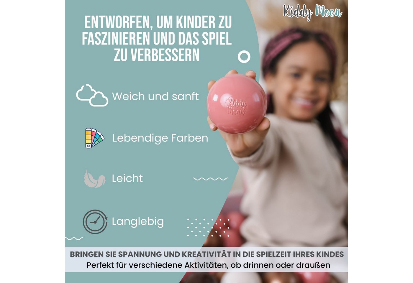 KiddyMoon Bällebad-Bälle ZK7 (Baby Plastikbälle Spielbälle, 50-St), Made in Europe Bild 3