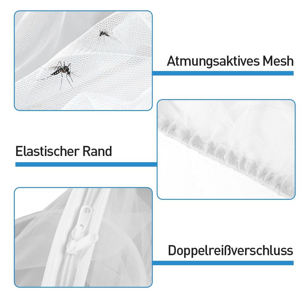 wohnTRAUM24 Moskitonetz Moskitonetz Atmungsaktives Moskitonetz mit umlaufendem Reißverschluss, Zeltform, feinmaschiges Netz, rundum Insektenschutz, hautverträglich Bild 2