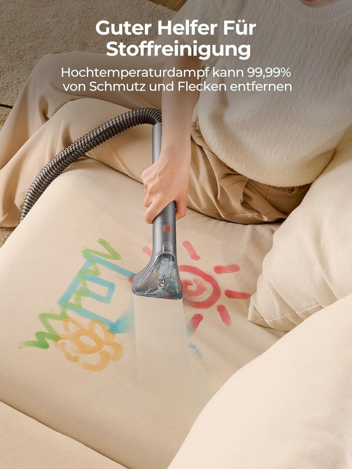 UWANT Teppichreinigungsgerät B400 Waschsauger Teppichreiniger, Nasssauger Polsterreiniger mit Dampf, 600 W, mit Beutel, 1750W–100°C Steam Cleaner, inkl.Reinigungsmittel, Sofa, Vorleger, Auto Bild 3