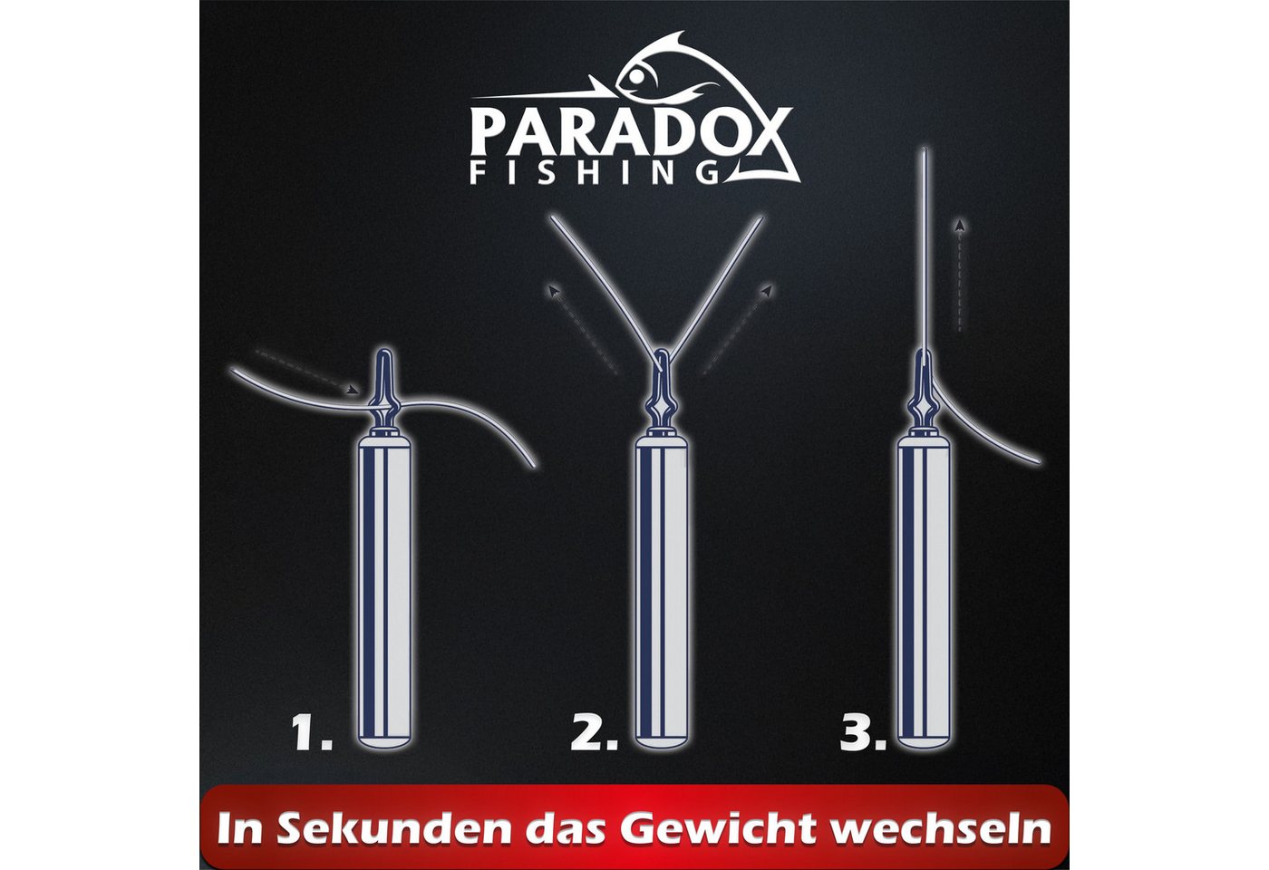 Paradox Fishing Angelgewicht Dropshot Komplett Set 91 Teile, (Spar-Set, Komplett Set), 40 UV-aktive 7cm Creature Baits Bild 2