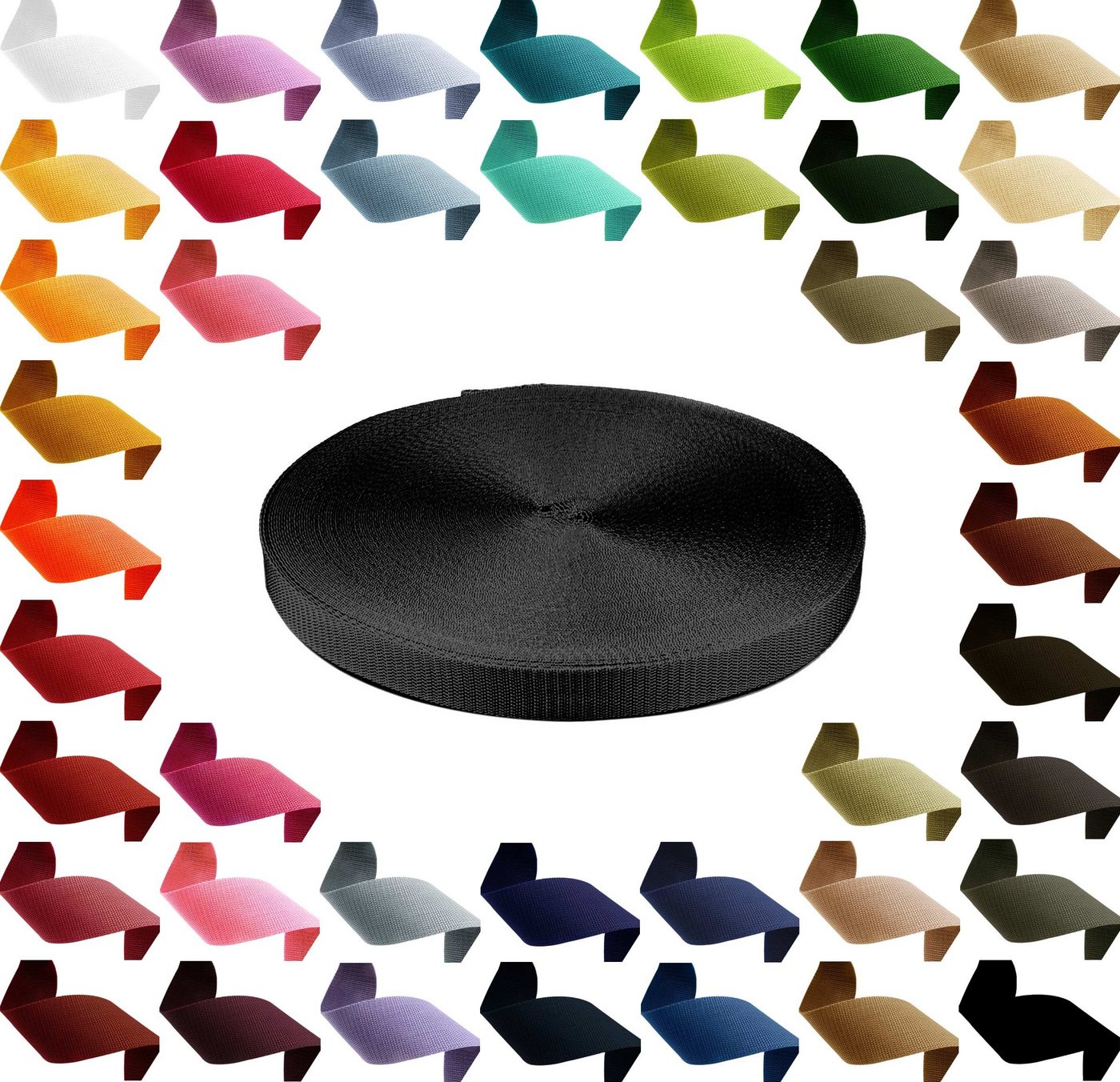 maDDma Rollladengurt 12m PP Gurtband, 40mm breit, 1,3mm, 580 schwarz